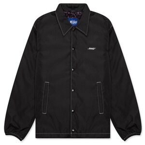 Awake NY Faux Fur Lined Coaches Jacket Black Contrast Stitch Large Mens